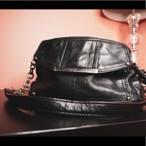 B makowsky small black leather shoulder bag